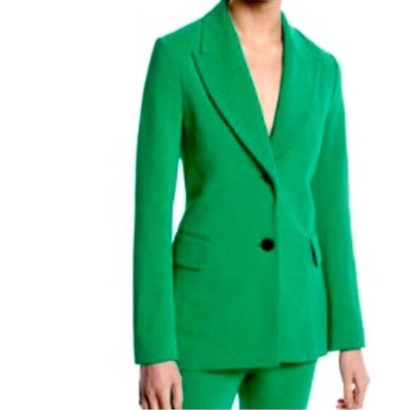 Rosetta Getty Jackets & Blazers - Rosetta Getty Women's Peak-lapel Two-Button Stretch-cady Jacket Size 4 Green